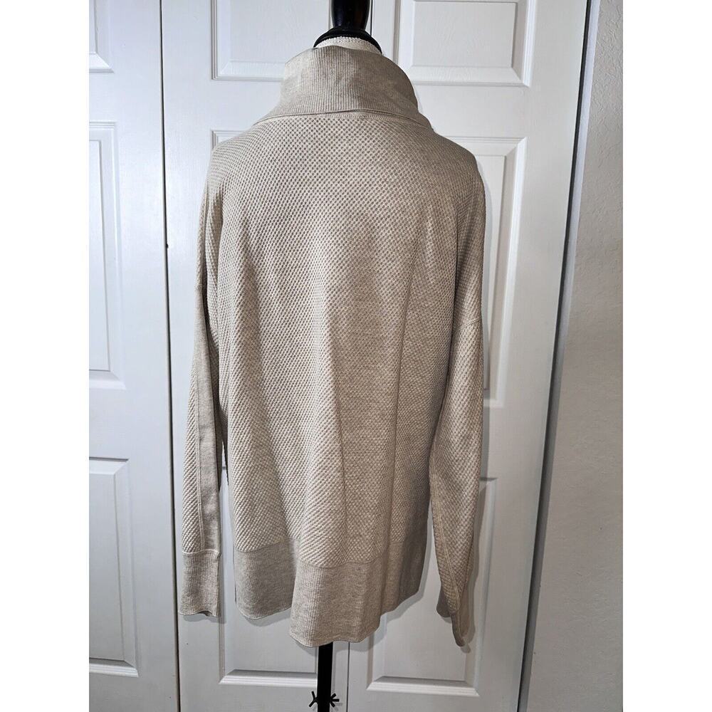 Tribal Women's Sweater Size XL/TG Cowl Neck Beige Slit Sides 100% Cotton - Picture 2 of 7
